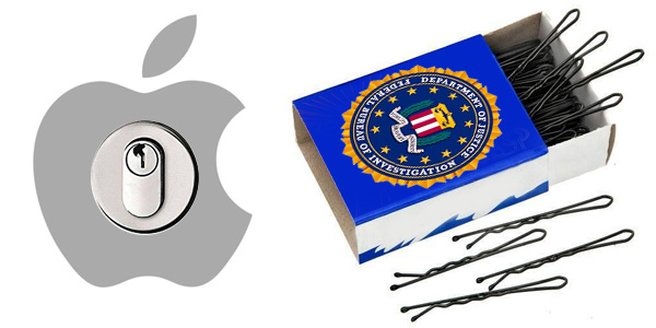 fechadura apple e grampos de cabelo FBI